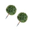 Artificial Topiary Boxwood Trees with Ground Spike, 27 inch 2 Set Faux Shrubs & Bushes Potted Plants
