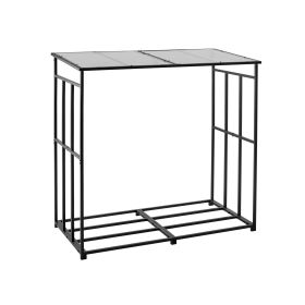 Firewood Rack with Sloped Roof, 4 ft Outdoor Firewood Holder, 1/4 Cord Log Storage Shed, 660lb Max Weight Capacity