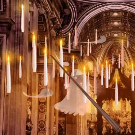 Halloween Decorations, 20 PCs Floating Candles with Wand Magic Hanging Candles, Flickering Warm Light Flameless Floating LED Candle with Wand Remote