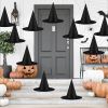 12 PCS Halloween Decorations Witch Hat Costume Accessory, Thickened Hanging Black Wizard Hats Bulk for Women Kids with Rope