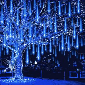 Meteor Shower Lights Outdoor Christmas Lights UL Certified Falling Rain Drop Snowfall Icicle Cascading String Light for Xmas Holiday Tree Wedding Part