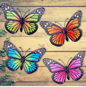 Metal Butterfly Wall Art Outdoor Decor - 4 Pack 9.8in Butterflies Wall Sculpture Hanging Decor for Outdoor and Indoor