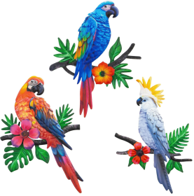 Metal Parrots Wall Art Decor Outdoor Decorations for Yard, Outdoor Garden Decor