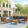 Wood Structure Outdoor Sofa Set with gray Cushions Exotic design Water-resistant and UV Protected texture Hi