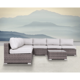 6-Person Wicker Seating Set with Cushions â€“ Fully Assembled