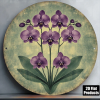 CIFbuy 1pc 8x8in 2D Flat Round Sign Vintage, "" Purple Orchid, Plaque Phalaenopsis Flower Decor For Living Room BedroomTikTok