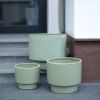 Handmade Solid Glaze Ceramic Planter Set of 3, 15/12/9 Inch Diameter, for Succulents & Flowers Outdoor Garden & Indoor Staircase Use