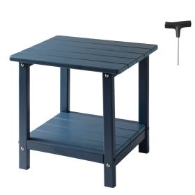 Outdoor Side Table, 17.72W x 14.96D x 17.32H Inch, Double Layer HDPE Outside End Table for Easy Maintenance, Withstand Harsh Weather, Fit for Patio