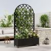 Round Metal Planter Box with Trellis, 73"x35"x16 Metal Raised Garden Bed with Trellis