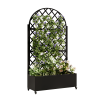 Round Metal Planter Box with Trellis, 73"x35"x16 Metal Raised Garden Bed with Trellis
