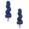 2 Pack Realistic Lifelike Faux Spiral Plant, All-Weather PE Artificial Flower Shrub for Indoor Outdoor Home Garden Decoration - Purple