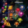 Solar Wind Chimes, Color Changing Maple Leaf Wind Chime, LED Mobile Wind Chimes, Waterproof Outdoor Wind Chime Lights for Garden, Patio, Party, Window