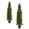 Artificial Topiary Cedar Trees, 60 inch 2 Set Faux Pine Shrubs Plants, Fake Silk Tree Look Real