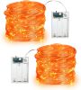 BrizLabs Orange Halloween Lights, 19.47ft 60 LED Orange Fairy Lights String, 2 Modes Battery Halloween String Light