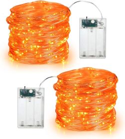 BrizLabs Orange Halloween Lights, 19.47ft 60 LED Orange Fairy Lights String, 2 Modes Battery Halloween String Light