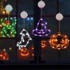 4 Pack Halloween Decorations, Orange Pumpkin, White Ghost, Purple Witch Hat, Green Spider Lights