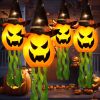 Halloween Decorations Outdoor Decor Hanging Lighted Glowing Pumpkin Witch Hat with 3 Modes Lighted Up Scary Orange Halloween Decorations