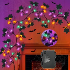 6 FT 54 LED Willow Vine Twig Decor Dead Branches Black Leaves, Halloween Garland Battery Operated for Indoor Wall Fireplace Halloween Decorations