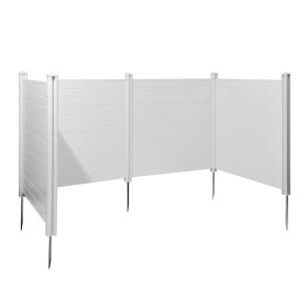 4 Panels Outdoor Privacy Screen, 50 x 50 in Air Conditioner Fence with 27.6 in Ground Stakes, Pool Equipment Enclosure, Horizontal Vinyl Privacy Fence
