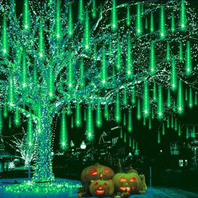 alloween Outdoor Meteor Shower Lights – 192 LED Falling Rain Icicle Lights