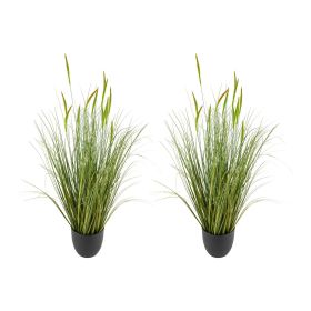 Artificial Grass Plant, 2 Pack 35 inch Cattail Grass in Pot