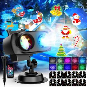 2025 Upgrade Christmas Projector Lights Outdoor, 10HD Slides&10 Colors Ocean Wave Holiday Projector Light with Remote Control