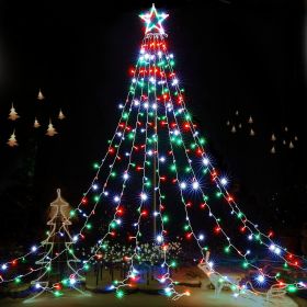 Outdoor Christmas Lights 344 LED Christmas Star Lights with 9 Strands 11.9ft Waterfall Tree Lights, 8 Modes