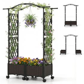 5 FT Self-Watering Vertical Raised Garden Bed with Trellis & Lockable Wheels, 2 Configurations Elevated Planter for Patio Balcony