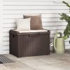 Patio Storage Box with Seat Cushion Brown 33 gal PP