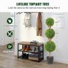Artificial Topiaries Boxwood Trees, 48 inch Tall (2 Pieces), 3 Ball-Shape Faux Topiaries Plant with Planters