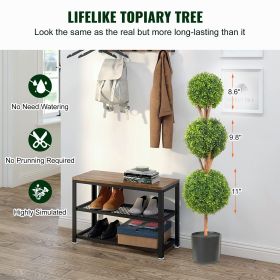 Artificial Topiaries Boxwood Trees, 48 inch Tall (2 Pieces), 3 Ball-Shape Faux Topiaries Plant with Planters