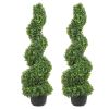 2 pcs. Artificial Boxwood Tower Topiary Spiral Artificial Plant 91cm high Decorative Plant Green Plastic PE Iron Topiary Plants incl. 10 pcs. Replacem