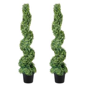 2 pcs. Artificial Boxwood Tower Topiary Spiral Artificial Plant 122cm high Decorative Plant Green Plastic PE Iron Topiary Plants incl. 10 pcs. Replace