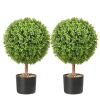 2x Artificial Boxwood Ball Ã˜40,6cm Garden Deco Boxwood in Flowerpot Ball Artificial Boxwood Ball Artificial Plant made of PE, Wood