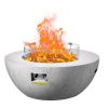 Propane Fire Pit, Outdoor Concrete Gas Fire Pit, 39 in Tabletop with Lava Rocks, Lid,Rain Cover,Adjust Flame Height Camping Firepit for Heating