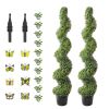 Artificial Boxwood Topiary Tree, 60 inch Tall (2 Pieces), Spiral Faux Topiary Trees, Faux Plant w/ Extra Leaves & Pot & Small Decoration