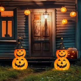3FT Cute Collapsible Lighted Halloween Decorations Outdoor, 2-PCS Pop Up Halloween Pumpkin Decorations, Light Up Pumpkin with Pre-lit 150 LEDs