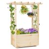 Raised Garden Bed Wooden Elevated Planter Box with Hanging Roof