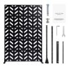 Metal Privacy Screen, 47" W x 72" H, Outdoor Privacy Screens 5-Panel, Freestanding Outdoor Divider with Stand