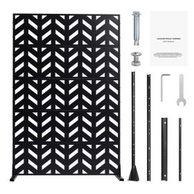 Metal Privacy Screen, 47" W x 72" H, Outdoor Privacy Screens 5-Panel, Freestanding Outdoor Divider with Stand