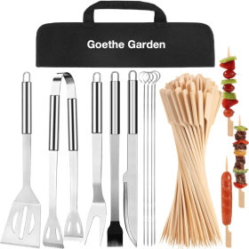 9PCS BBQ Grill Accessories for Top Chef - Professional Grill Tools Set & Basic BBQ Tools for Backyard Restaurant Outdoor Kitchen - Gifts for Father