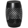 12.5" Steel Outdoor Side Table, Round Hollow Drum Patio End Table, Accent Table for Indoor and Outdoor, Black