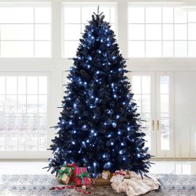 7ft Lighted Artificial Christmas Tree, 1916 Premium PE/PVC Branches, 450 Lights, Halloween Tree, Black