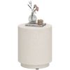 Lightweight Accent Table with Concrete Finish Round Side Table, Light Yellow