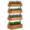 Vertical 4 Tier Raised Garden Bed, Wooden Planter Box, Self-Draining with Bed Liner for Indoor Outdoor Flowers, Vegetables and Herbs, Orange