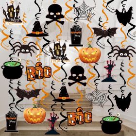 36Pcs Halloween Hanging Swirl Decorations Skeleton Spider Ghost Spooky Ceiling Decor Double Sided Paper Boo Day Card Foil Streamers for  Outdoor Indoo