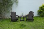 Folding Adirondack Chair with Side Table, 3-Piece Adirondack Chair Set, Gray(includes 2 Chairs and 1 Table)