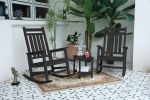 All Weather Rocking Chair Set with Side Table, 3-Piece Rocking Chair Set with Wood-Texture , Grey(includes 2 Rocking Chairs and 1 Table)