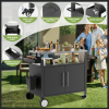 Two Doors Outdoor Grill Cart with Patio Furniture, Outdoor Grill Table with Storage