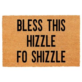 "Bless This Hizzle Fo Shizzle" Heavy-Duty Coconut Coir Doormat - Non-Slip Premium Outdoor Mat for Entryway with Humorous Housewarming Gift Design